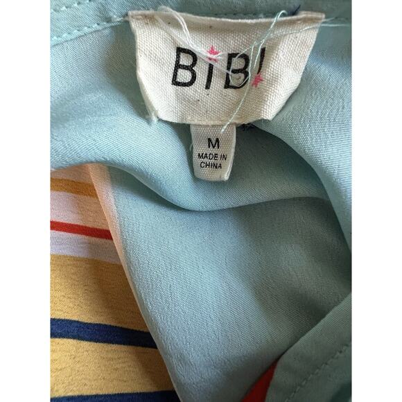 Bibi Women's Junior Dress Size Medium Button Front Multicolor Striped Midi - Picture 8 of 10